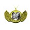 Personalized photo-engraved angel wings with sparkling stones 
