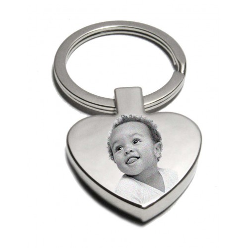 Personalized photo-engraved heart key-chain 