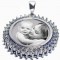 Personalized photo-engraved medallion with sparkling stones 