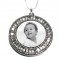 Personalized photo-engraved baguette circle with sparkling stones 