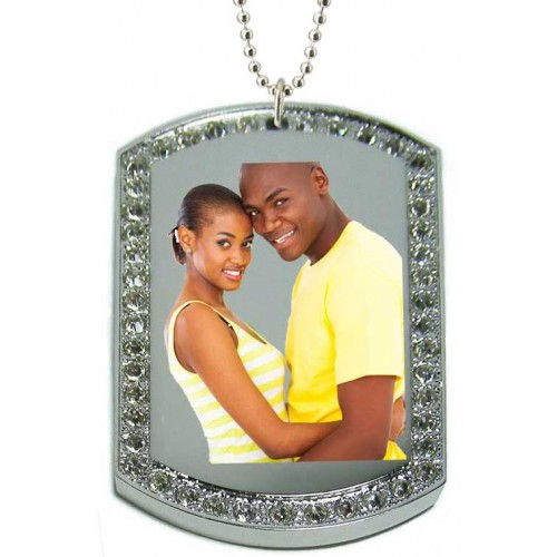 Personalized color-mode dog tag w/sparkling cubics 