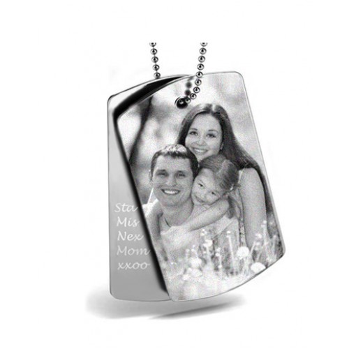 Personalized double photo-engraved dog tag 